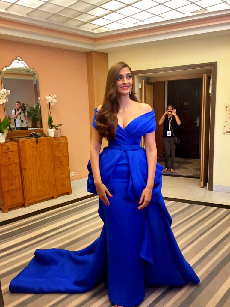 Sonam Kapoor, before heading out for the red