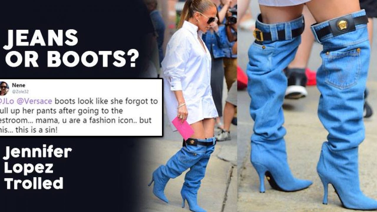 Jennifer Lopez\u0027s Bizarre Denim Boots Started A Meme Fest