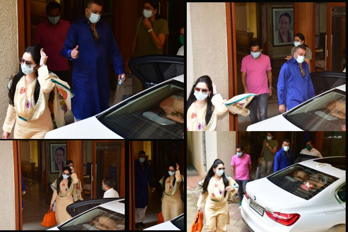 Sanjay Dutt's thumbs up to papzz as he steps out with wife Maanayata for further tests