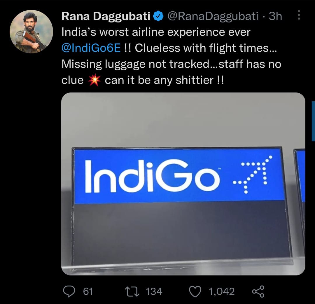 Following a recent issue, Rana Daggubati talked about Indigo
