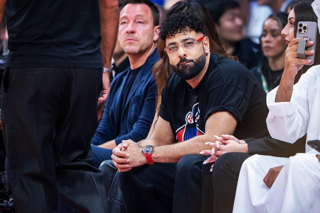 Badshah, Sonakshi Sinha and Zaheer Iqbal Courtside at NBA Abu Dhabi Games 2025 - Filmymantra